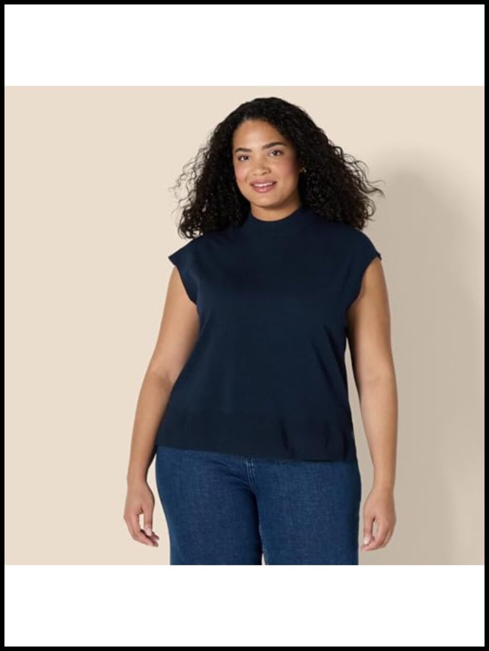 Women's Regular-Fit Short Sleeve Pullover Sweater Top Mock Neck - Picture 2 of 6